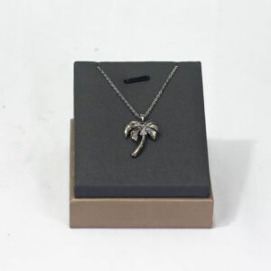 PENDANT AND NECKLACE SILVER PALM TREE SILVER COLOR