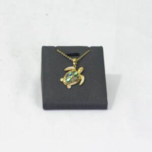 PENDANT AND NECKLACE SILVER TURTLE SHELL ABLON GOLD PLATED