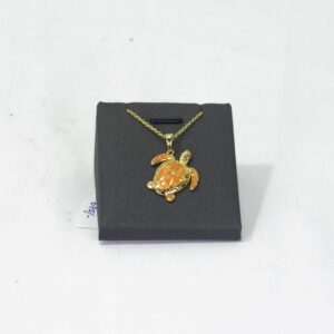 PENDANT AND NECKLACE SILVER TURTLE GOLD EMANEL GOLD PLATED