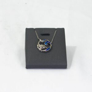 PENDANT AND NECKLACE SILVER DOLPHIN IN INSIDE THE WAVE ROYAL BLUE..