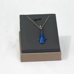 PENDANT AND NECKLACE SILVER WHALE SHARK DARK BLUE COLOR SPOTTED