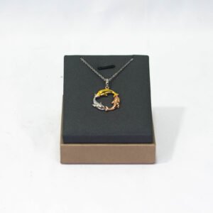 PENDANT AND NECKLACE SILVER DOLPHIN 3 DOLPHIN 3 COLORS CIRCLE