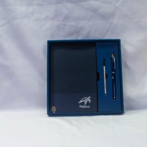 NAVY BLUE NOTBOOK SET WITH PEN FISH PRINTED